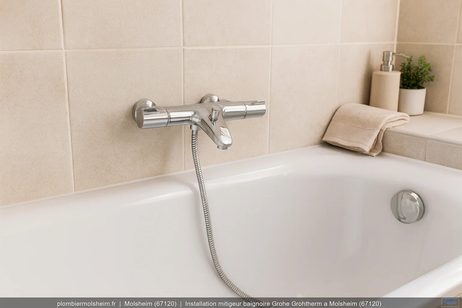 Installation mitigeur baignoire Grohe Grohtherm a Molsheim (67120)